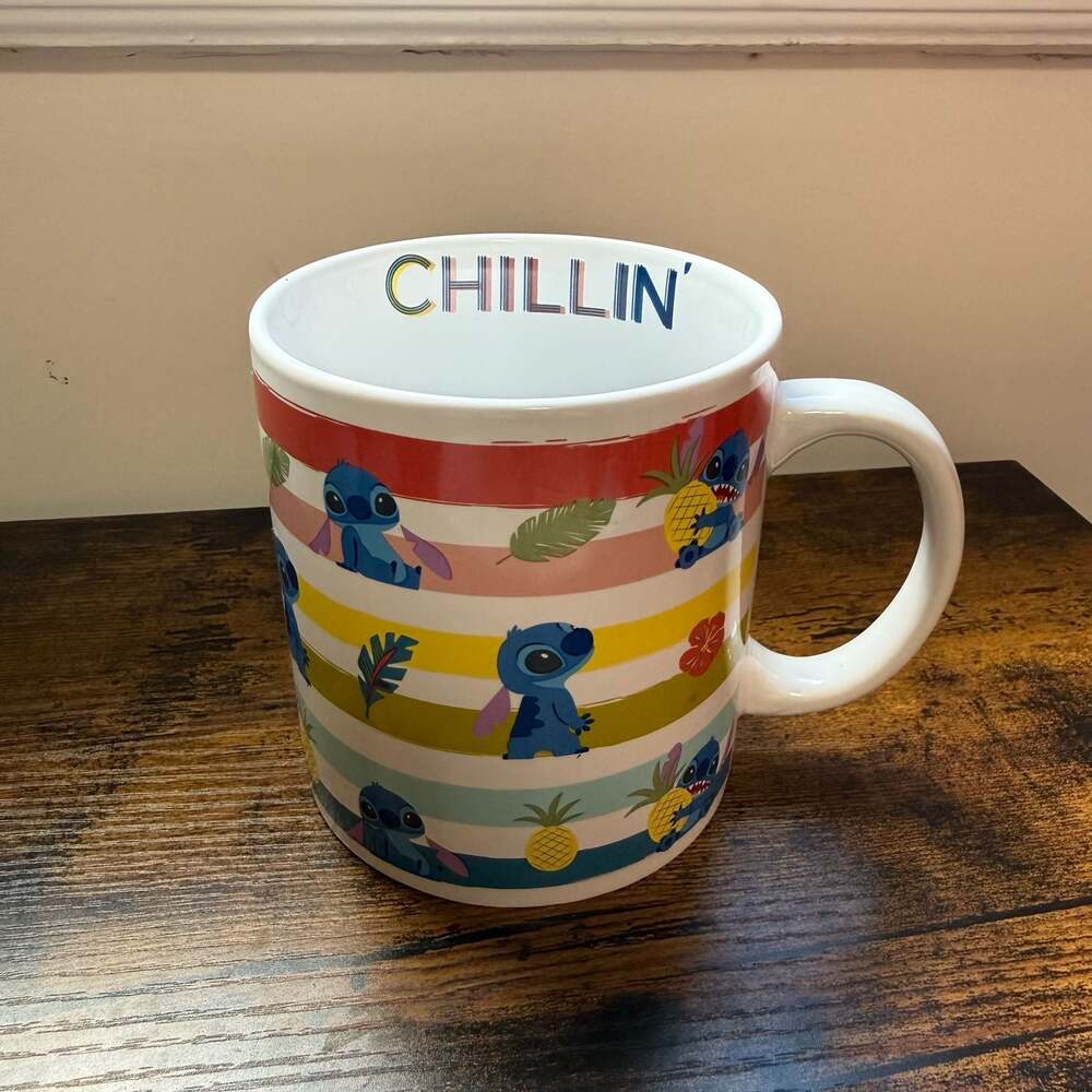 Disney Lilo & Stitch "Chillin'" Striped Pineapple 14oz Coffee Mug